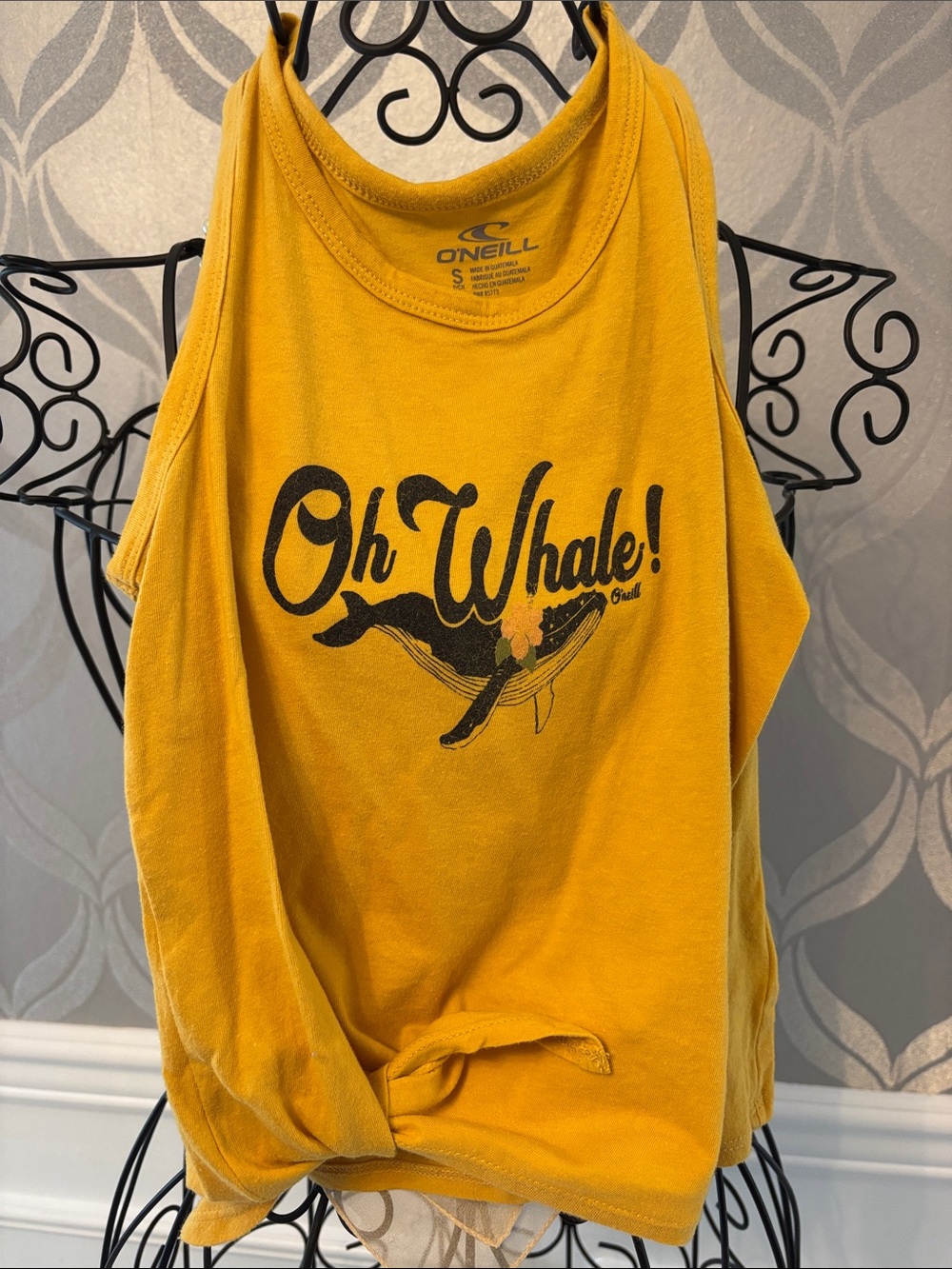 O'Neill Mustard Yellow Tank Top with 'Oh Whale!' Graphic